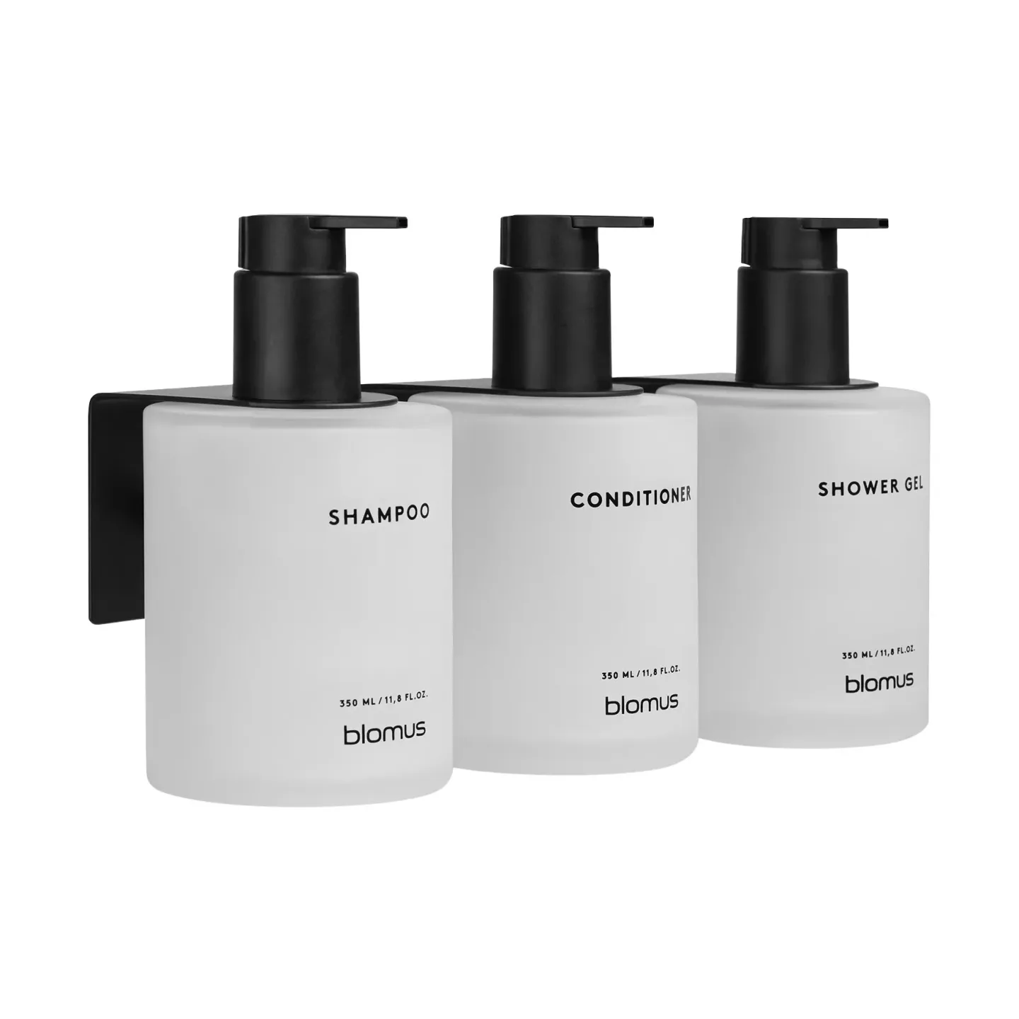 blomus Kirei Glasflaschen inkl. Wandhalterung 3er-Pack Weiß, klebemontiert