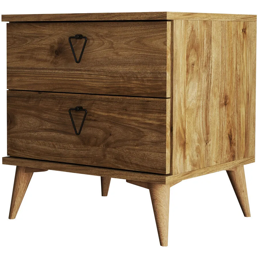 Nachttisch Uyumak Walnuss Melaminbeschichtete Spanplatte B 52 cm H 55.1 cm
