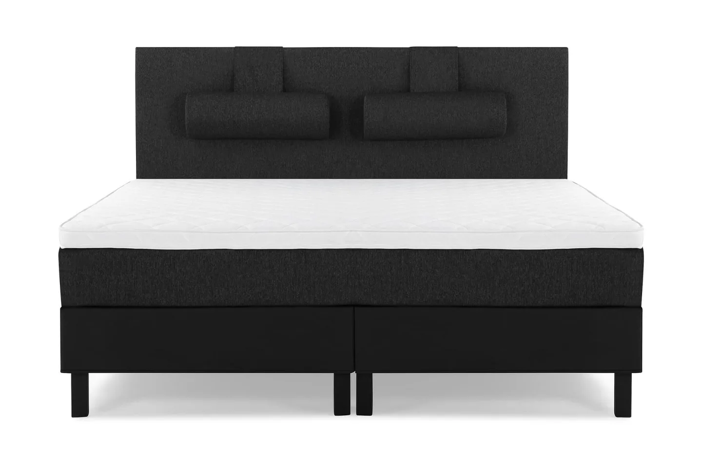 Lucky Komplett Sängpaket 160x200 Skum Slät Sänggavel - Nackkudde Stor Svart/Grå/PU