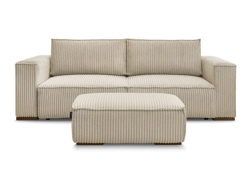 3er Sofa mit Hocker BOBOCHIC CHELSEA Cord-Stoff taupe