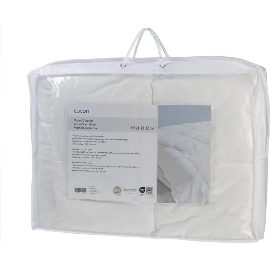 Duvet COCON Weiss Baumwolle/Federn B 200 cm Daunen/Entenfedern