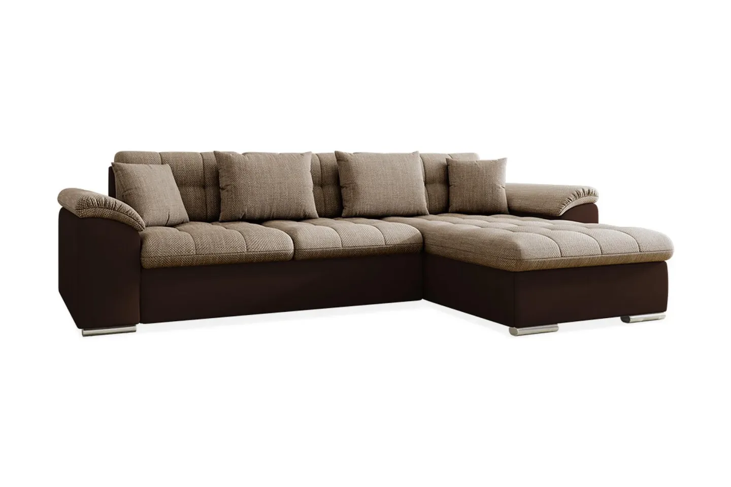 Camior Divanbäddsoffa 4-sits Höger Konstläder - Brun/Beige