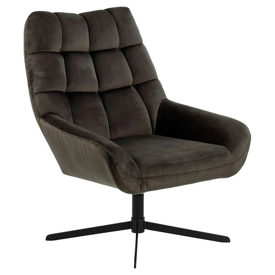 Paris Sessel Drehfunktion Velours graubraun.