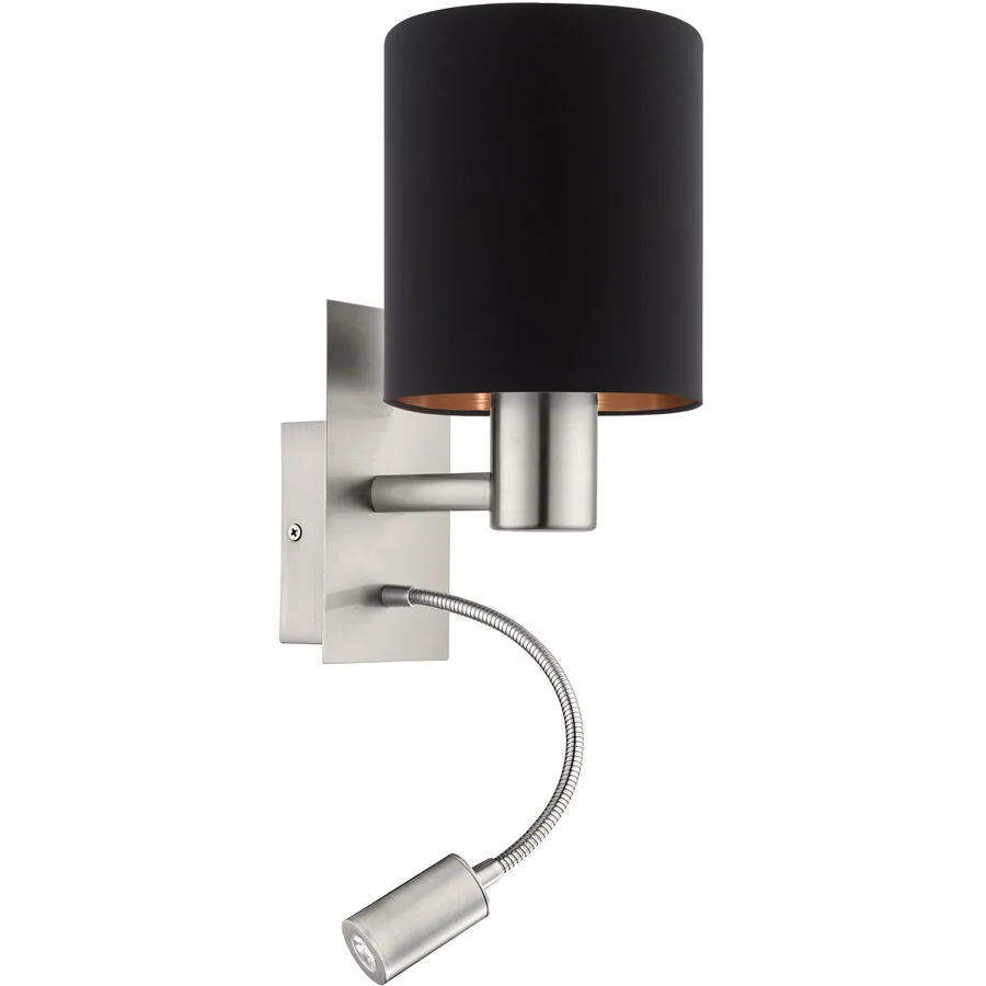 Wandlampe Pasteri Schwarz Stahl/Stoff 38 cm - LED - Lichtfarbe: Warmweiss