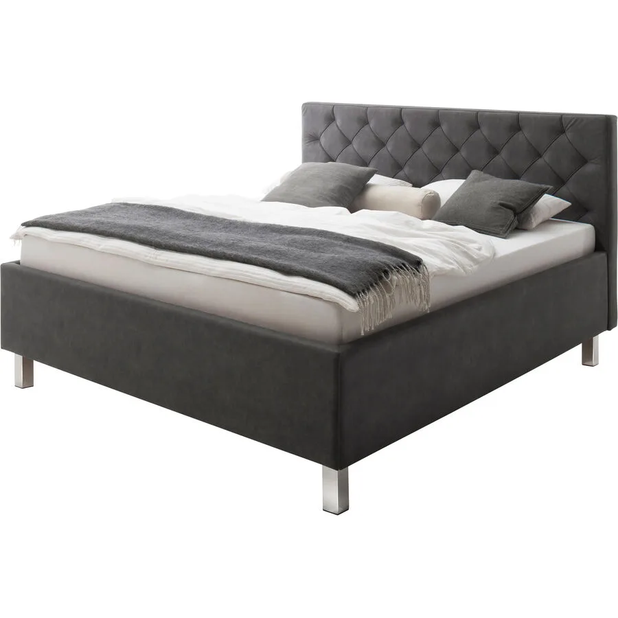 Bett Belial anthrazit Bezug Stoff 180 x 200 cm