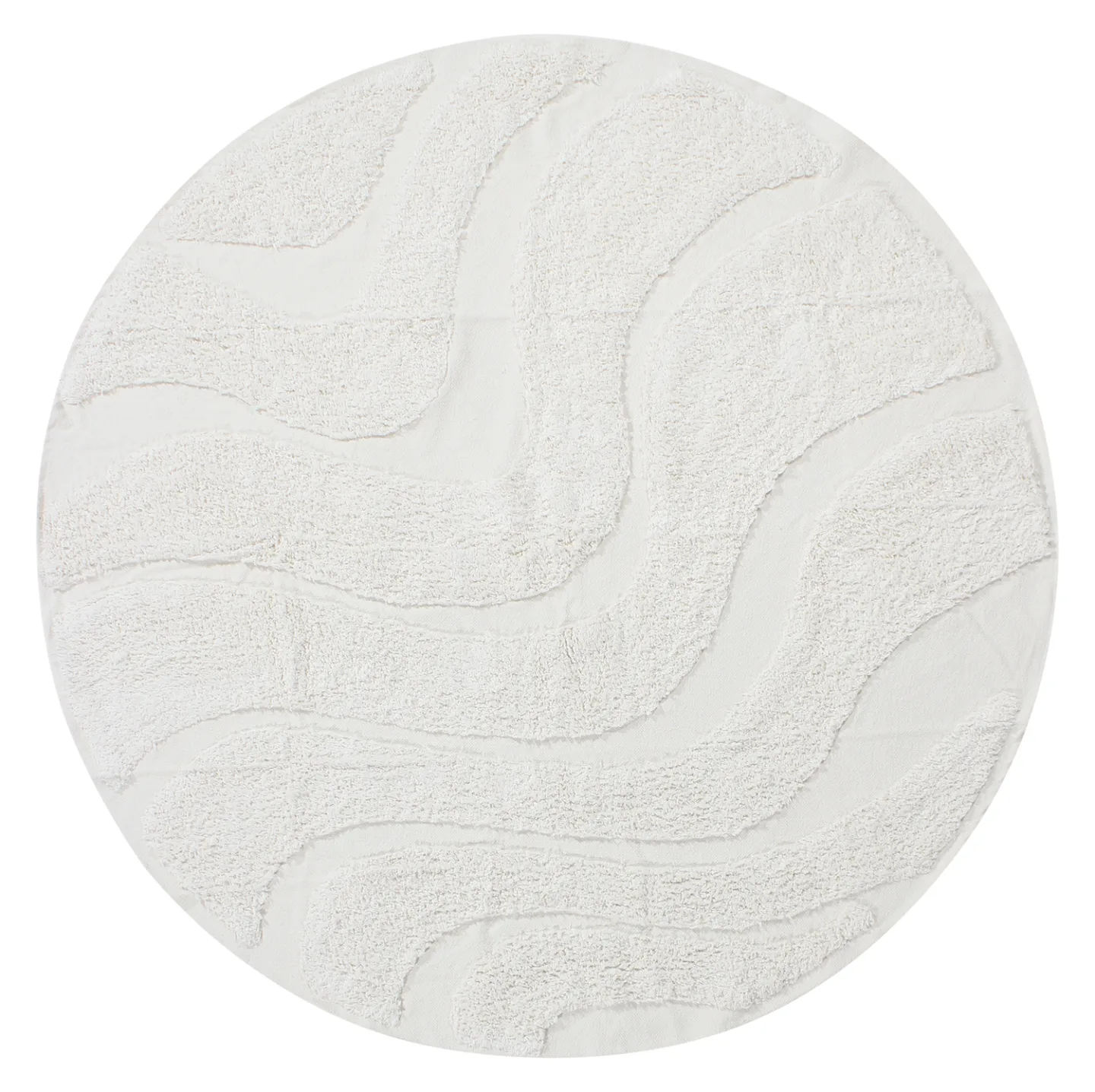 Runde tepper - Bonnie Natural Cotton Shaggy (offwhite) (Størrelse: Ø 200 cm)