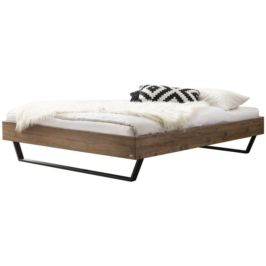 Hasena Bett Sassari Anthracit / Braun Nussbaum Massivholz 180 x 200 cm