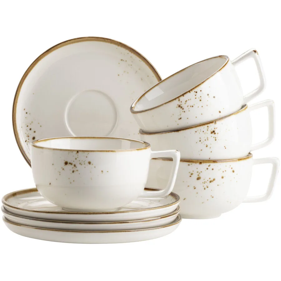 MÄSER Kaffeetassen-Set Pintar Weiss/Braun Porzellan