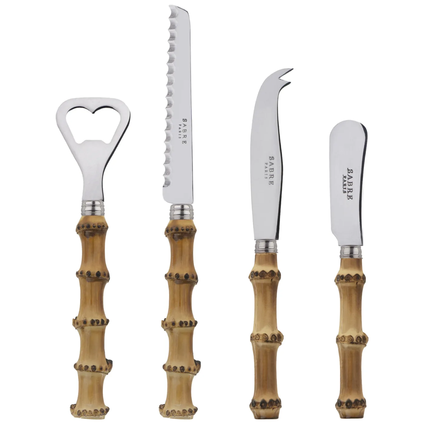 Sabre Paris - Panda Aperitif Set Bamboo - Serveringsbestick - Pascale Gelb - Metall