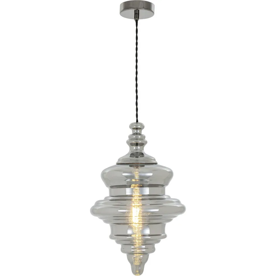 Pendellampe Mara Grau/Schwarz Glas/Metall 27 cm 150 cm - Farbe: Schwarz/Grau - Material: Metall/Glas