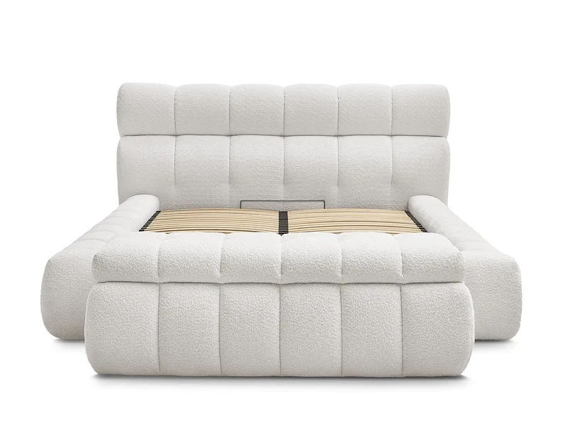 Kastenbett mit Bettkasten BOBOCHIC MONT-BLANC 180x200cm boucle-stoff weiss