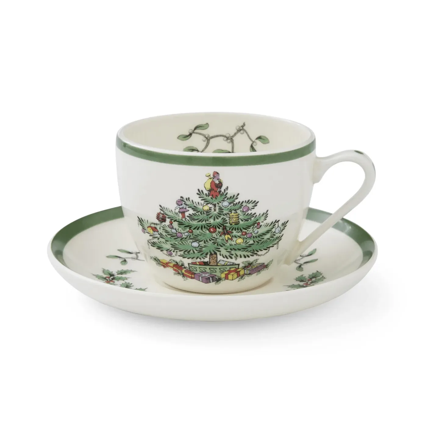 Spode Christmas Tree kopp med fat White-green-red, 20 cl