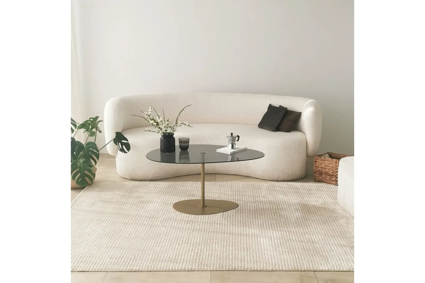 Svanabyn Soffbord 90 cm - Grå/Guld