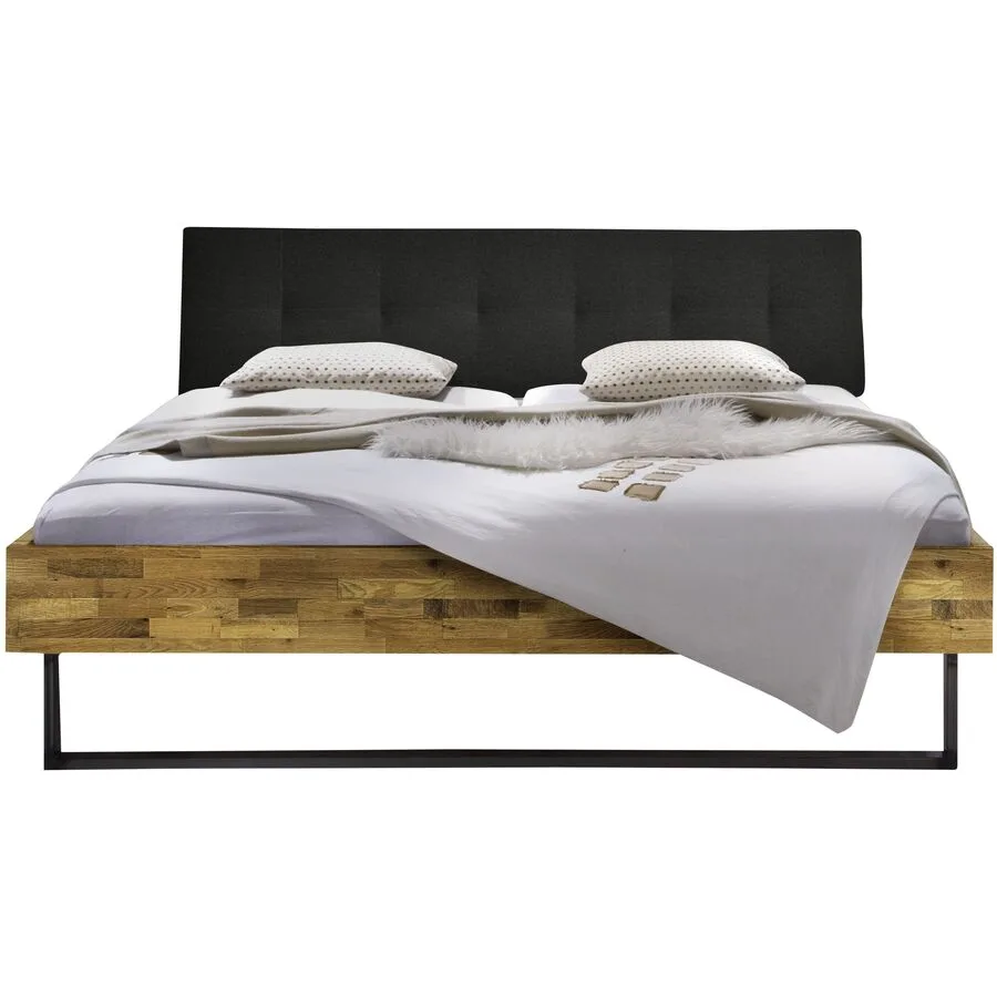 Hasena Bett Factory-Line anthrazit Eiche/Metall Massivholz 160 x 200 cm