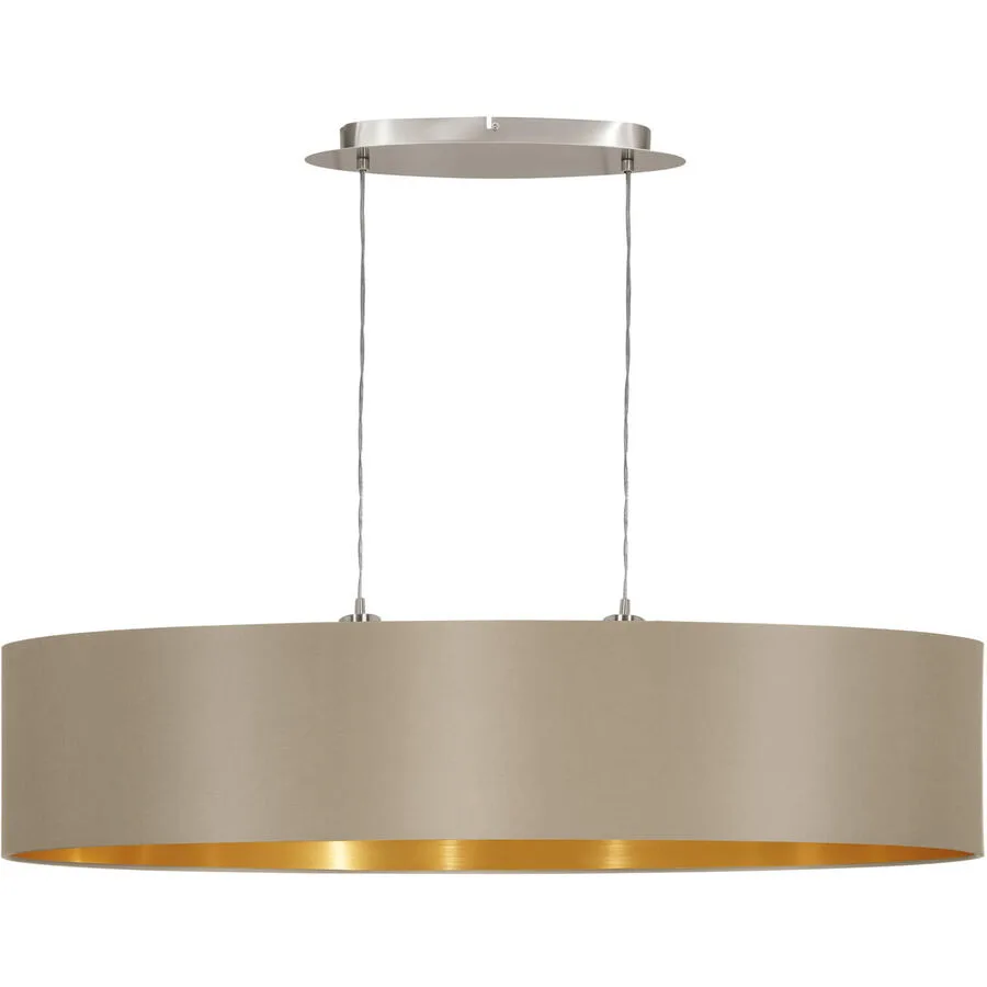 Pendellampe Maserlo Braun/Grau Stahl/Stoff 100 cm 110 cm - Farbe: taupe
