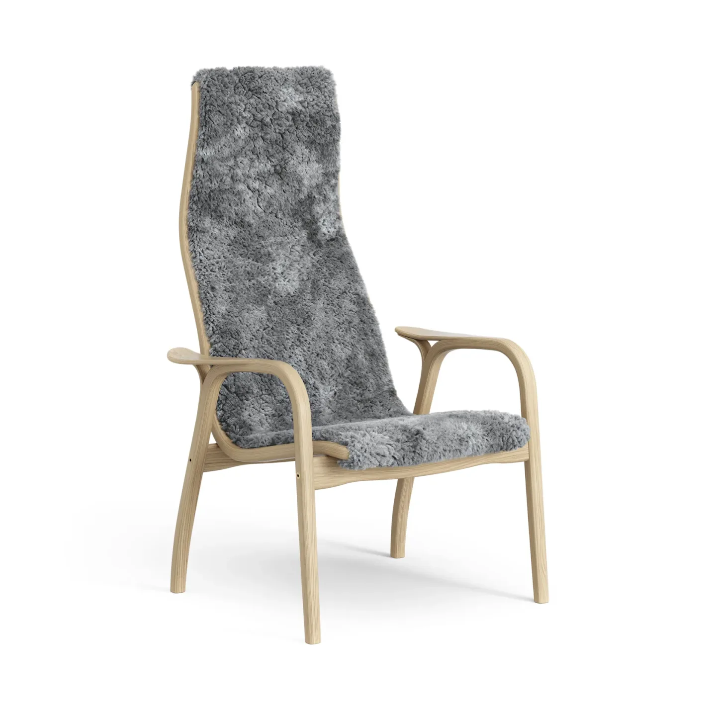 Swedese Lamini barnfåtölj lackad ek/fårskinn Scandinavian Grey (grå)