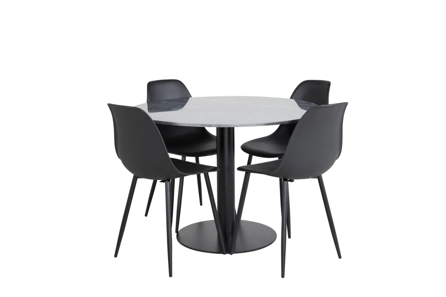 Estelle Matgrupp 106 cm Rund med 4 Polar stolar - Svart