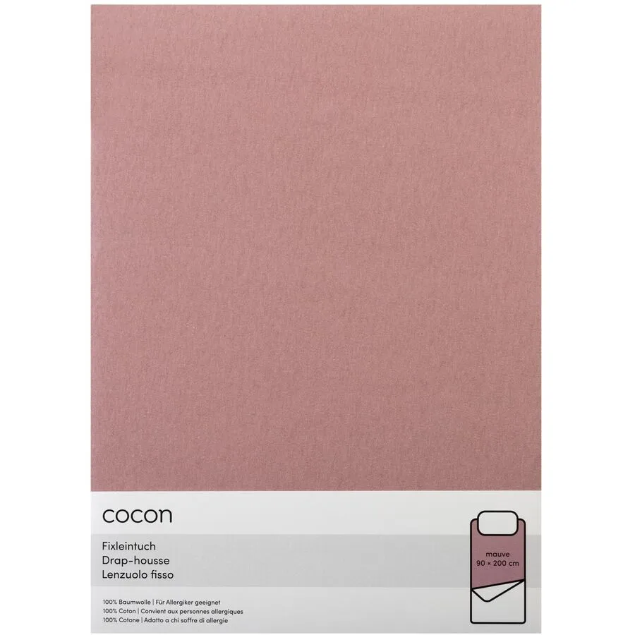 Fixleintuch COCON Mauve Baumwolle 90 x 200 cm - Material: Jersey