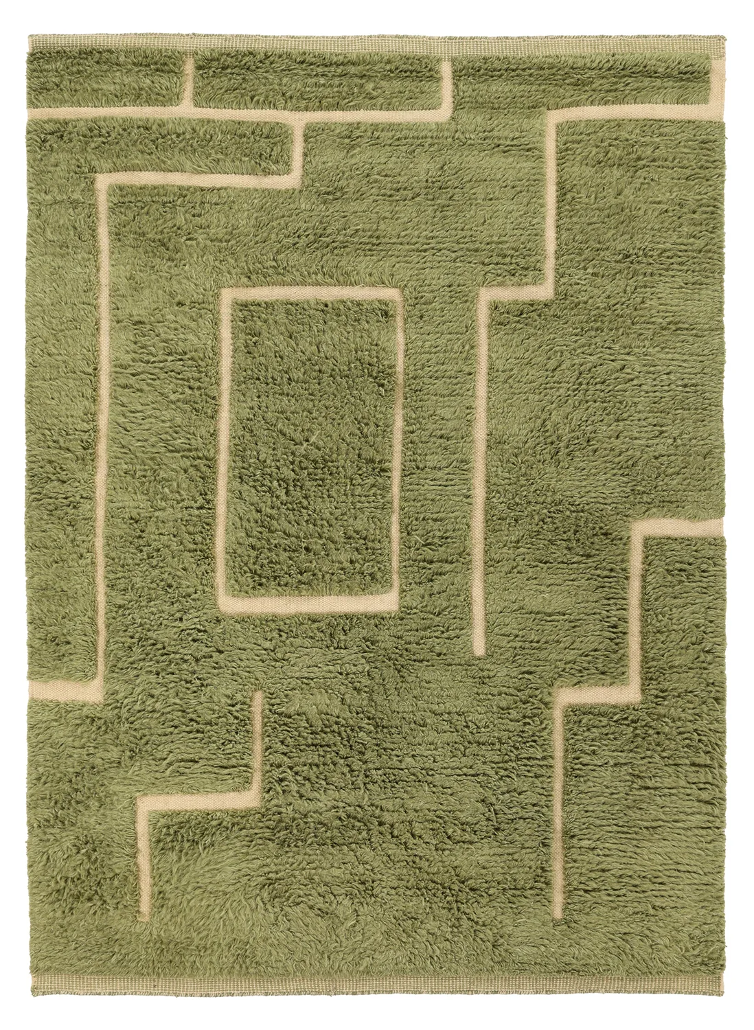 Ryetepper - Kiberg Hand Woven Wool Shaggy (grønn) (Størrelse: 160 x 230 cm)