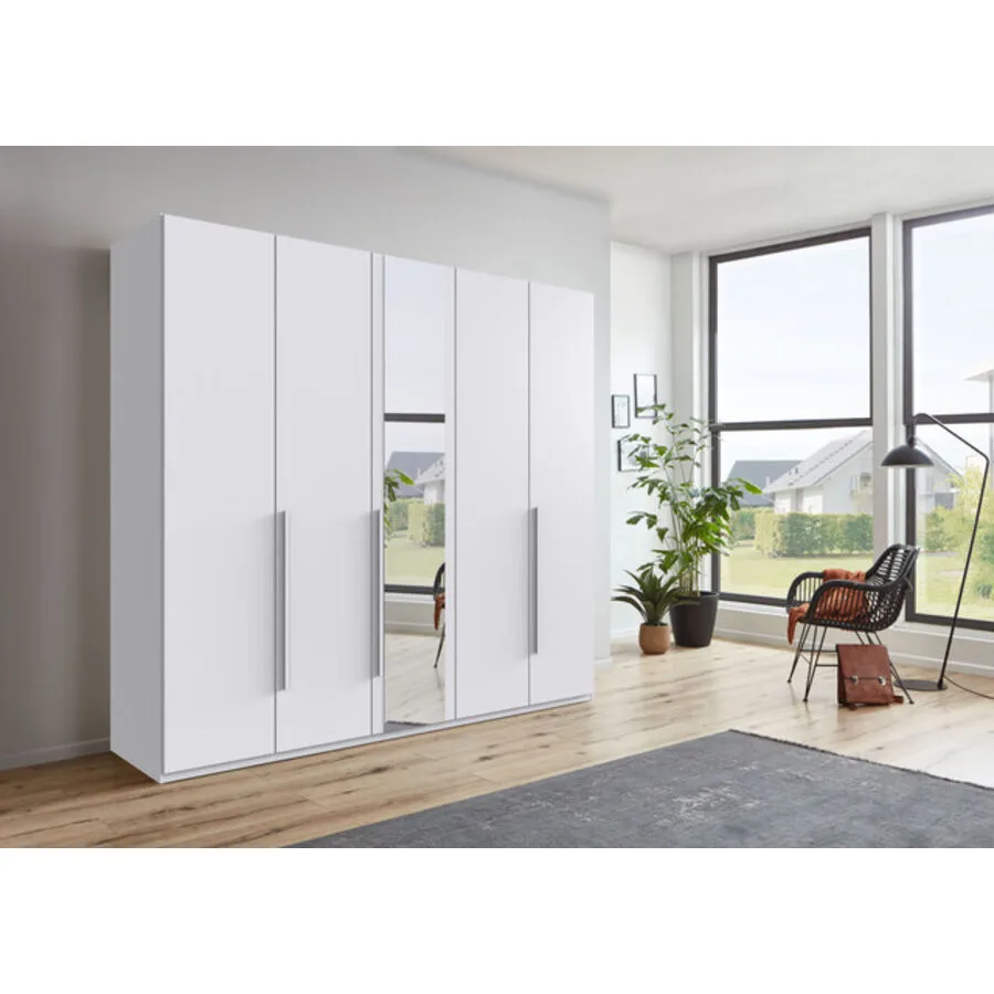Kleiderschrank Annie Weiß - Griffe Weiß Mischholz B 225 cm
