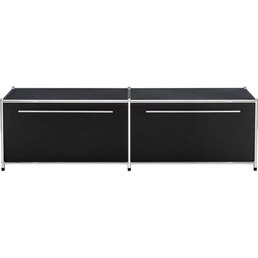 Lowboard Cubo Schwarz, Silber Metall B 152 H 40 cm - Möbel Konfigurator: Traummöbel individuell zusammenstellen