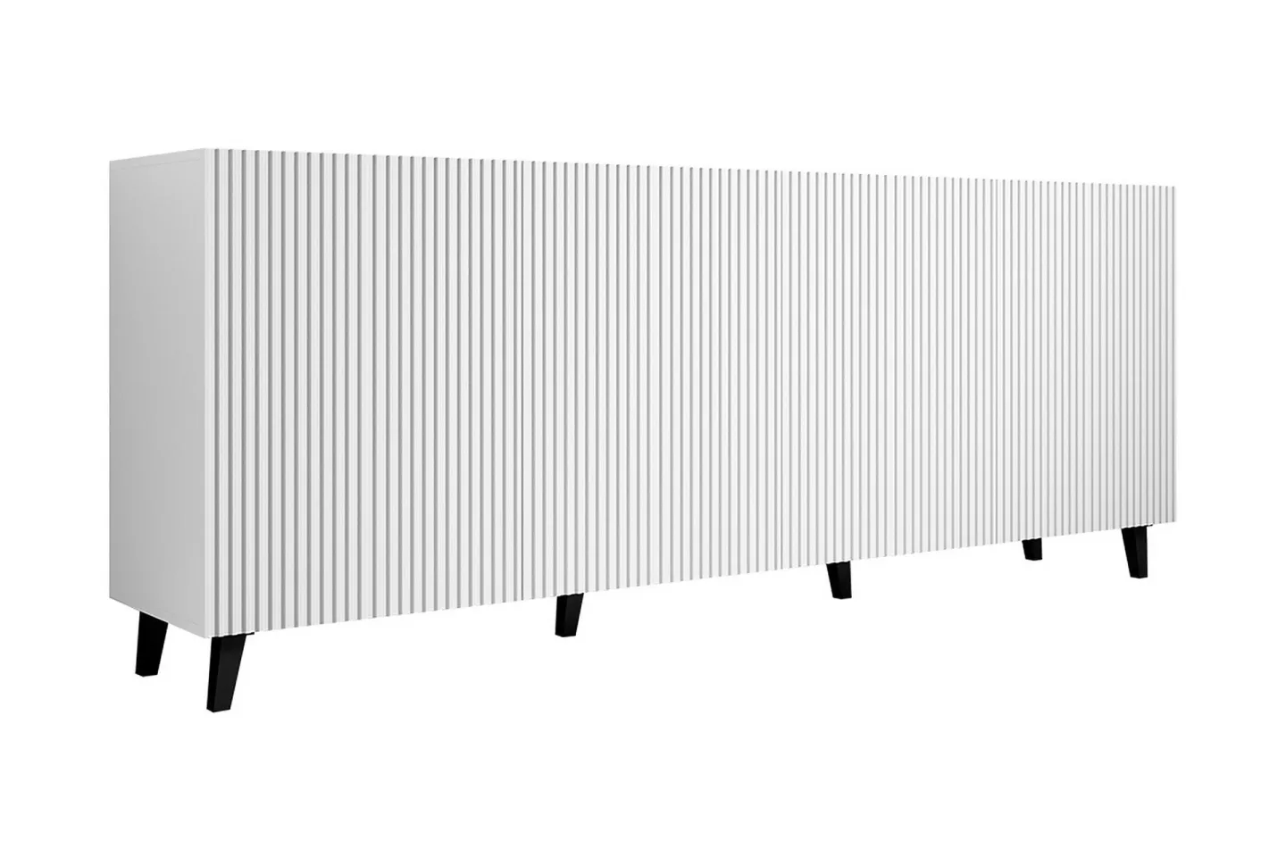Juniskär Skänk med Förvaring 40x82x200 cm - Vit / Svart / Trä / Ribbad