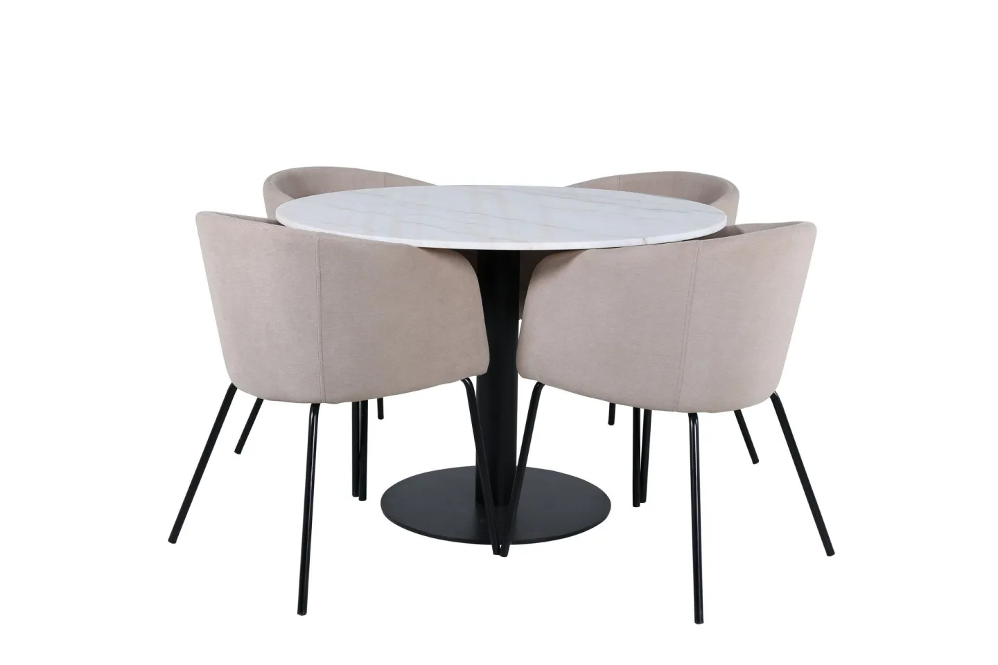 Estelle Matgrupp 106 cm Rund med 4 Berit stolar - Beige