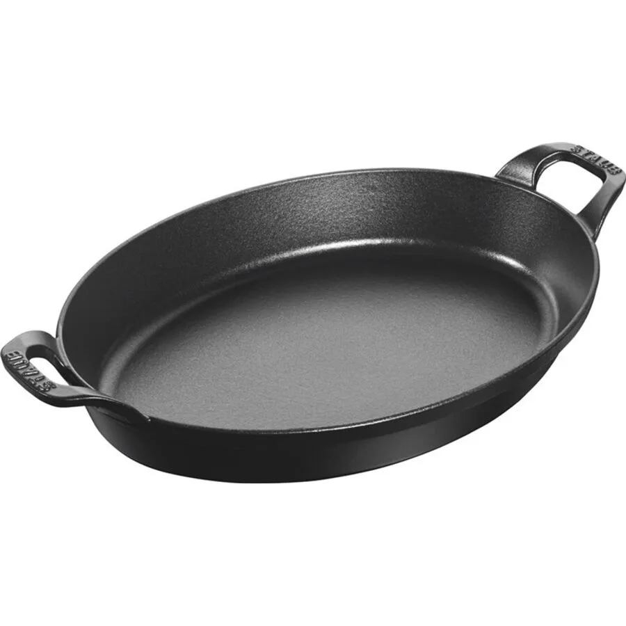 Auflaufform STAUB schwarz Gusseisen Oval B 37 T 28 cm