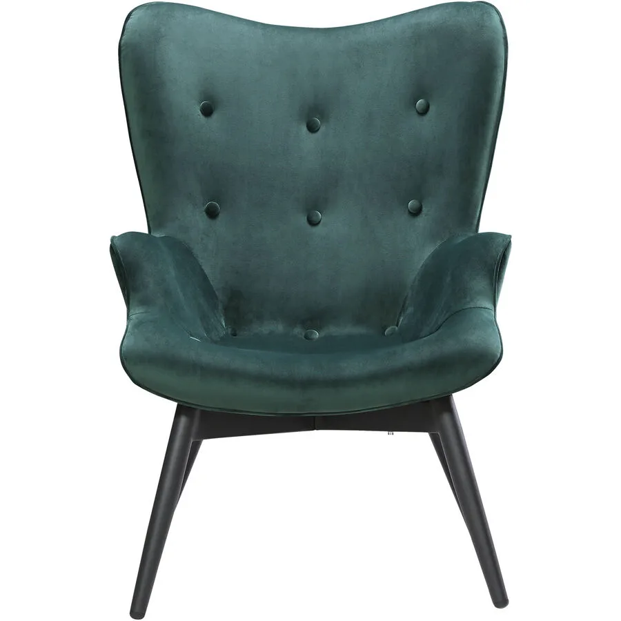 Sessel Tarik Grün, Schwarz Samt, Metall B 80 T 99 H 92 cm