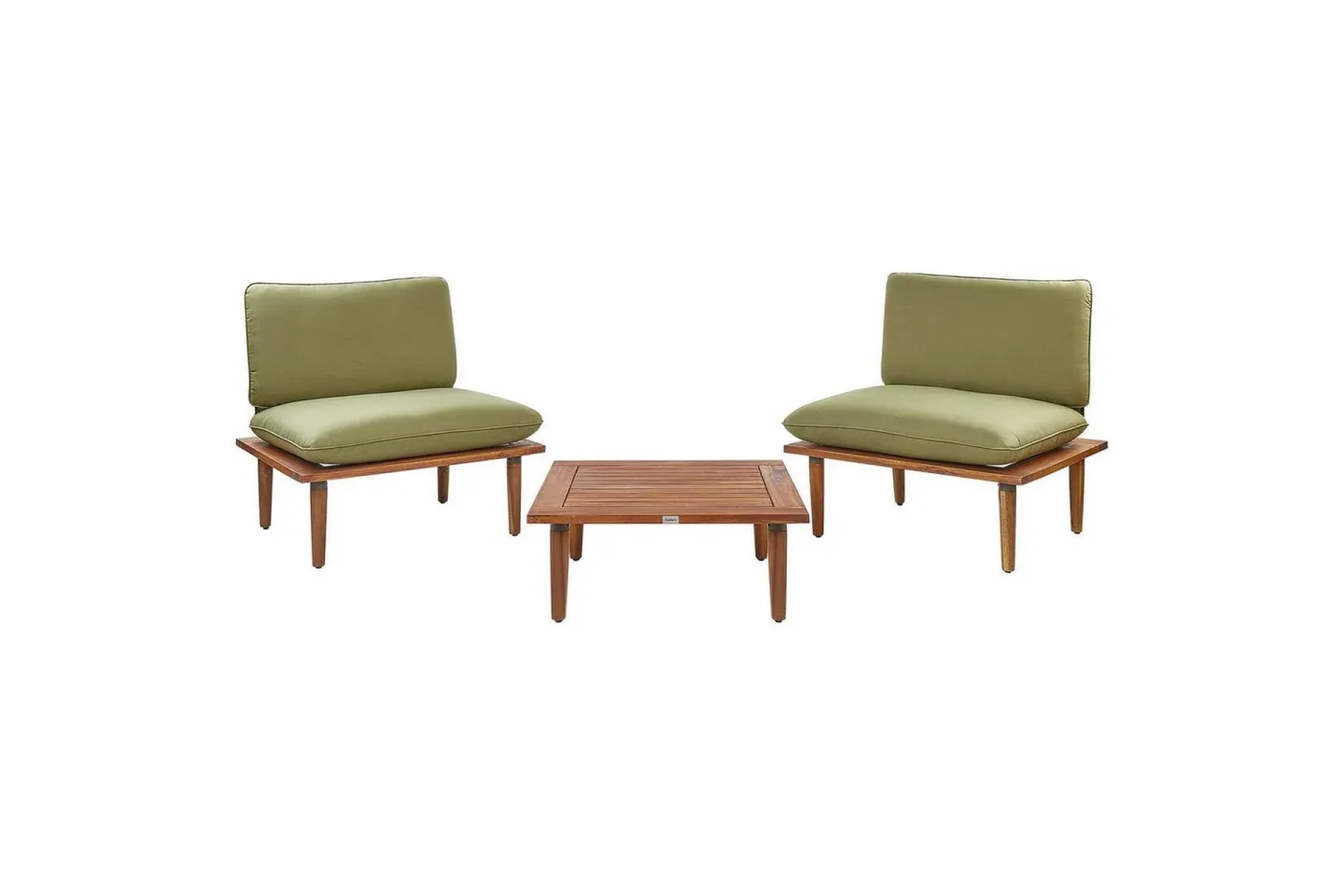 Loungegrupp med bord Frascati Grönt/ljust trä, 2-Sits - Grönt/ljust trä, 2-Sits