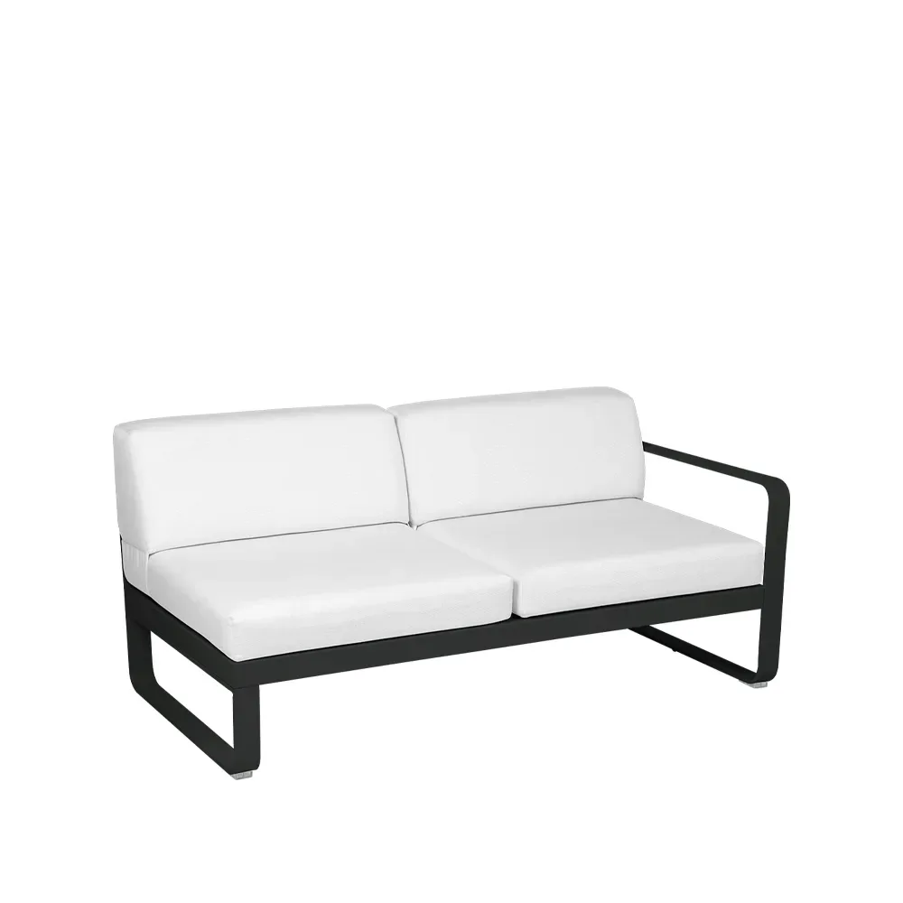 Fermob Bellevie Right modulsoffa 2-sits Liquorice (svart), off-white dyna