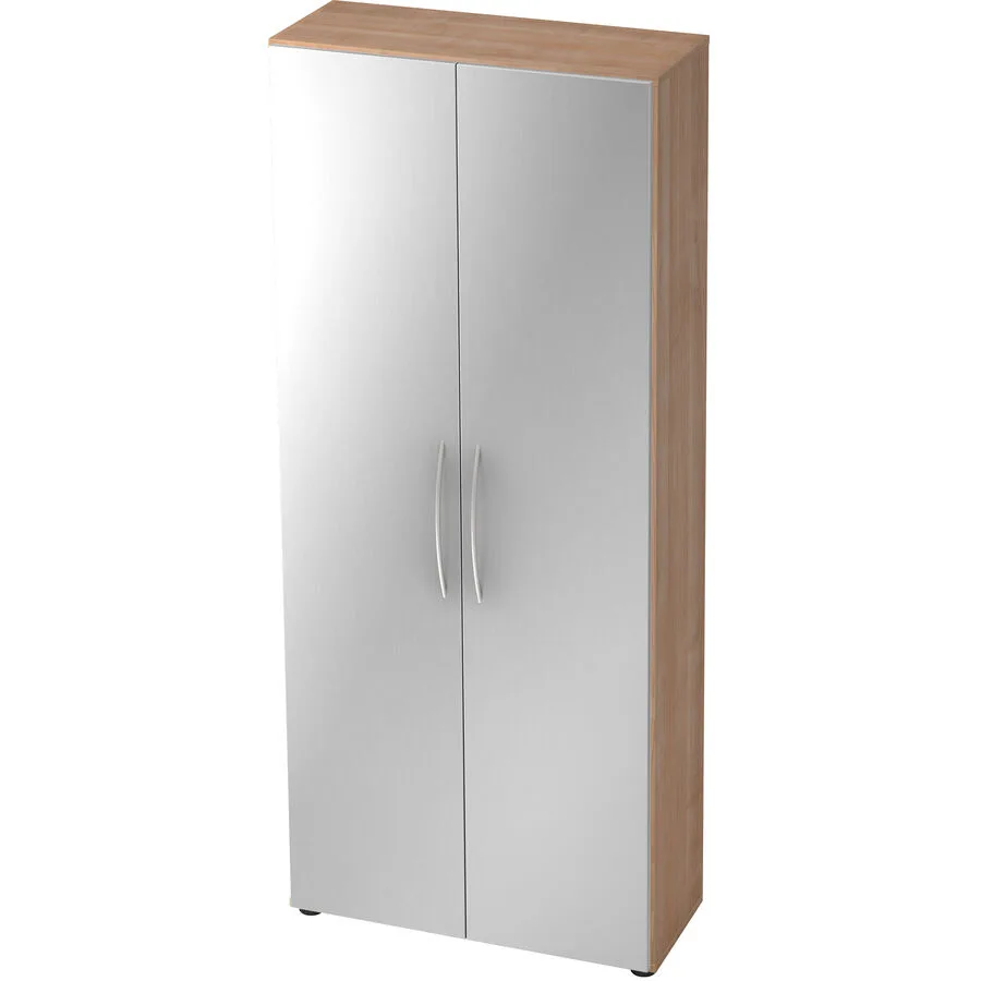 Schrank Office Silber, Nussbaum Holzwerkstoff B 80 H 188 cm