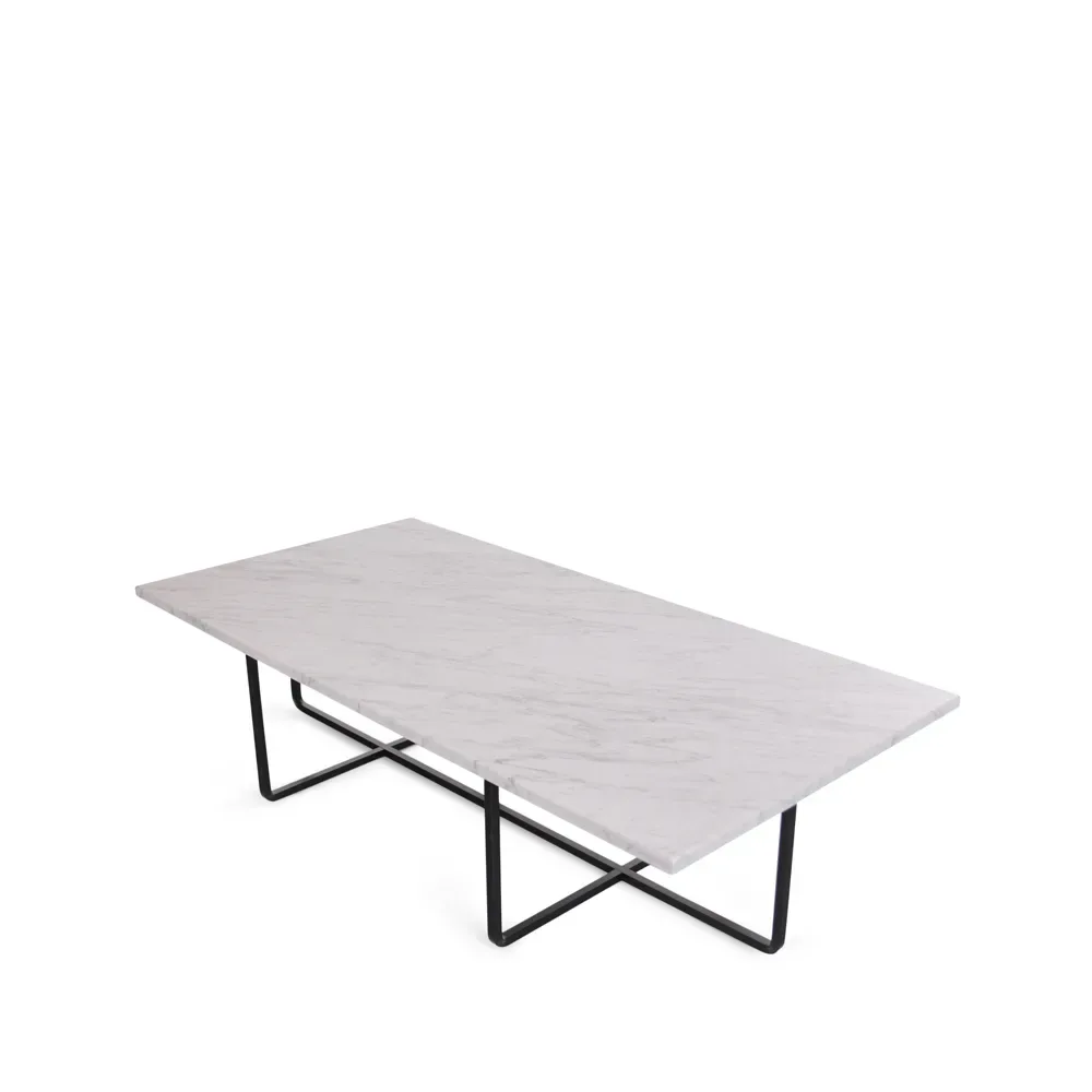 OX Denmarq Ninety soffbord rektangulärt marmor carrara, svart stativ
