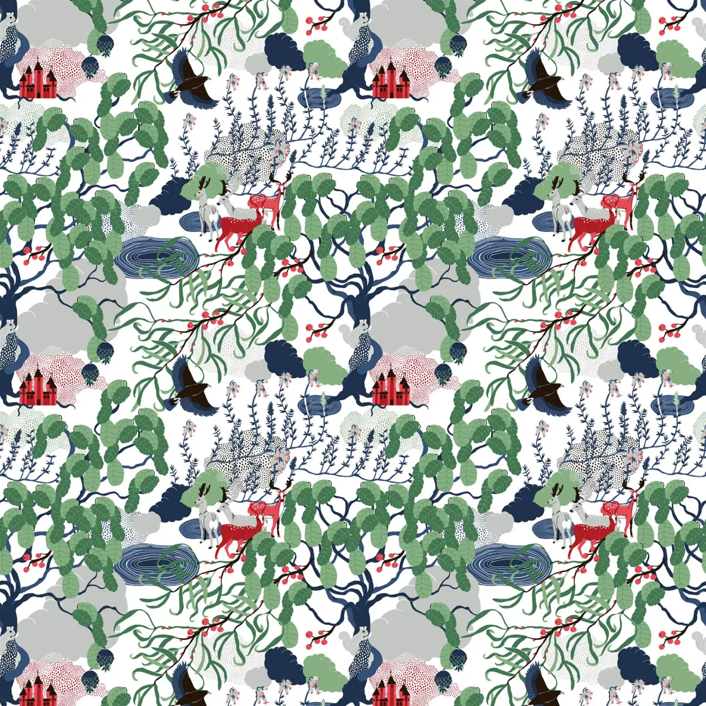 Arvidssons Textil Mimers Brunn Stoff Multi