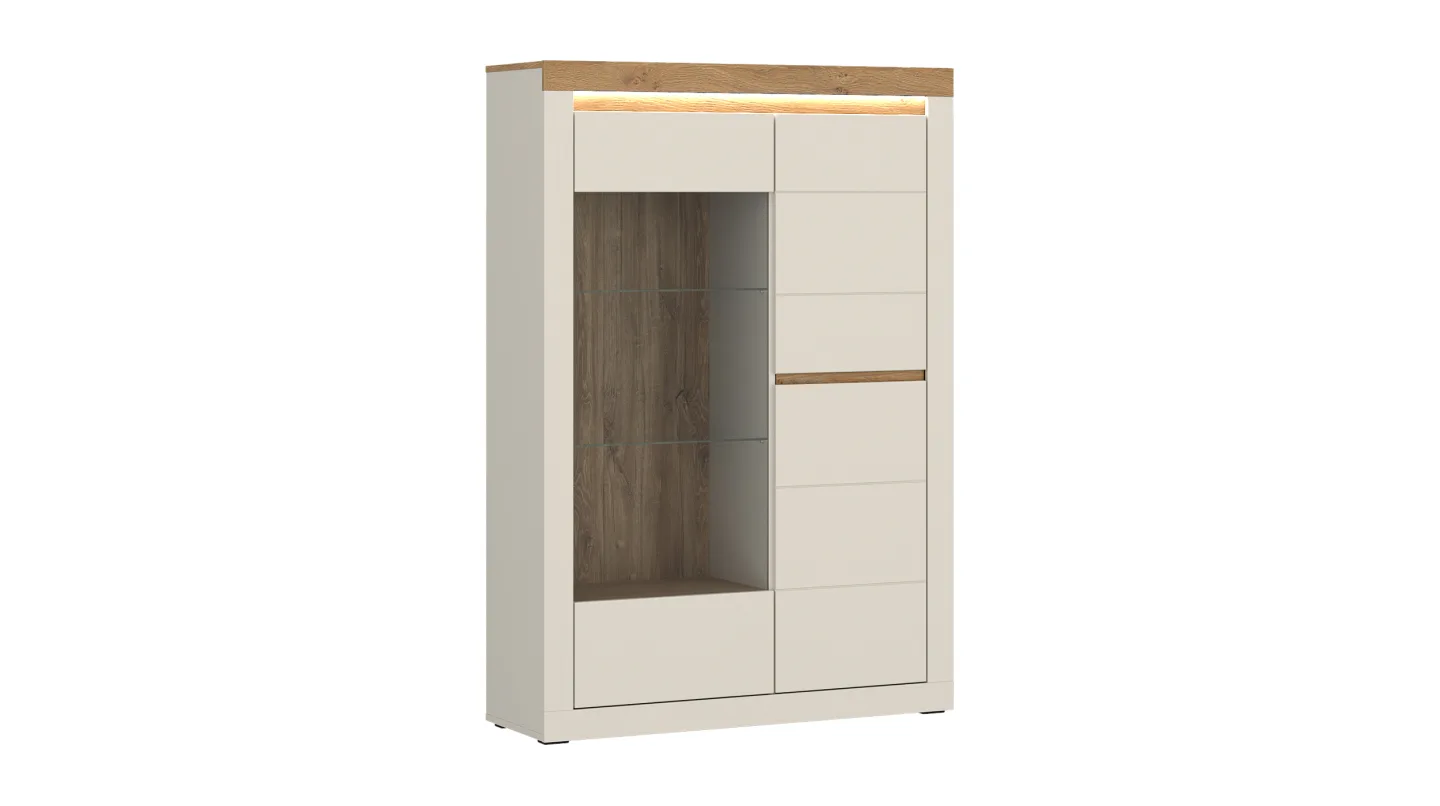 Vitrine mit Beleuchtung Beige-Kaschmir - Eiche - 104 cm - NAXXAR