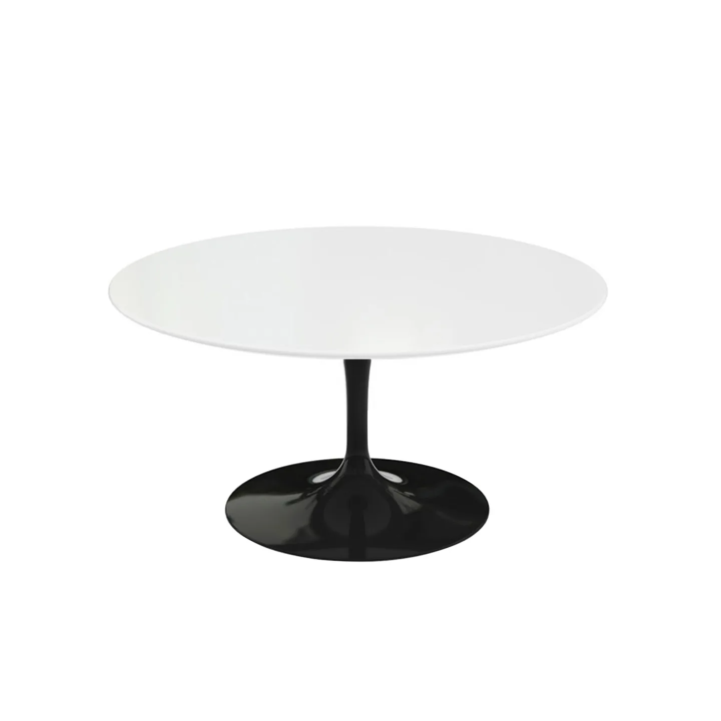 Knoll - Saarinen Round Table - Soffbord, Svart underrede, skiva i Vit laminat, H: 39, Ø 91 - Soffbord - Eero Saarinen - Svart - Metall/Trä