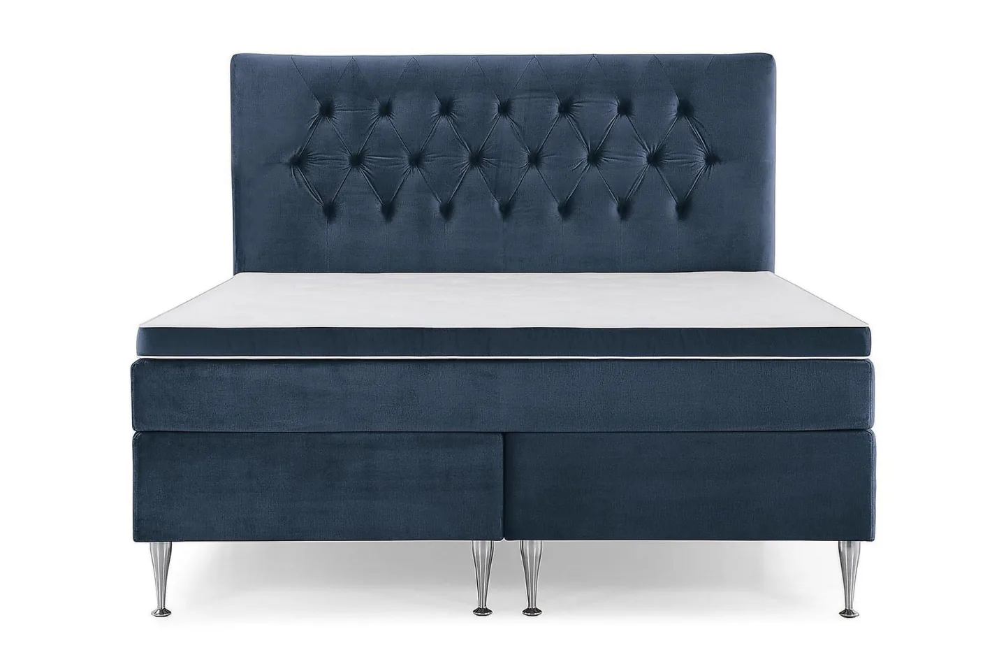 Royal Velvet Komplett Sängpaket 160x200 cm - Mörkblå med Höga Silverben