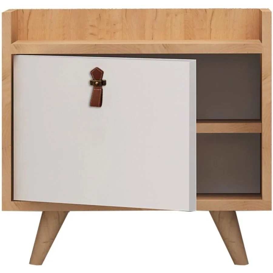 Nachttisch Uyumak eiche/weiss Melaminbeschichtete Spanplatte B 50 H 55 cm