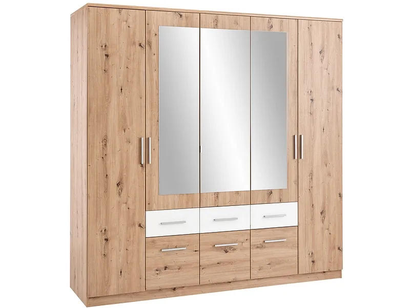 Drehtürenschrank FLORA eiche 5 Türen 6 Schubladen