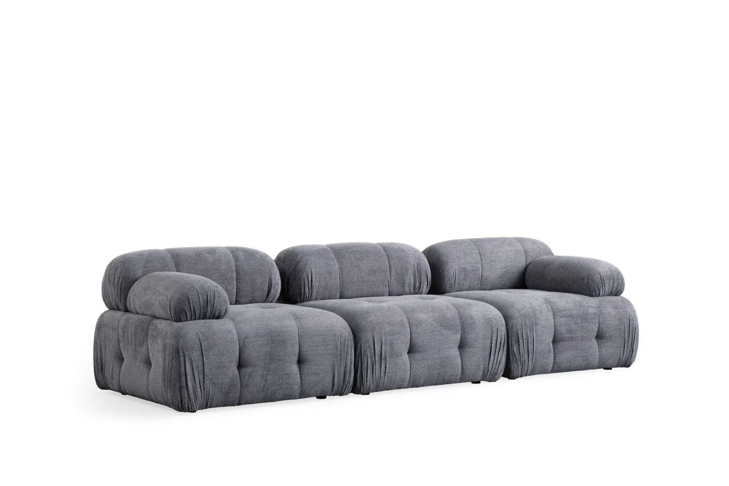 Belgin Bubblig Soffa 3-sits med fasta armstöd - Grå
