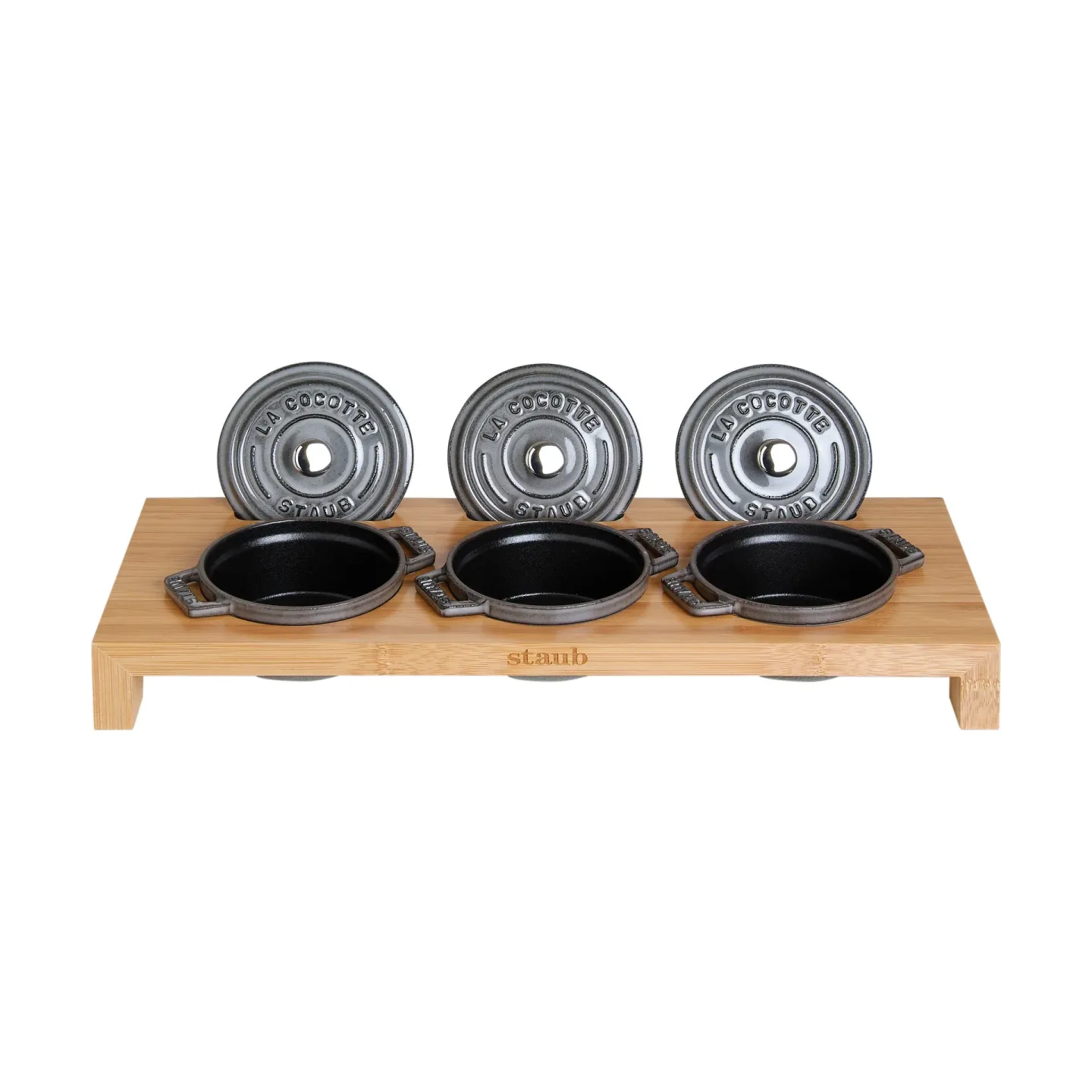 STAUB Staub Servierhalter für 3 Mini-Töpfe Bambus