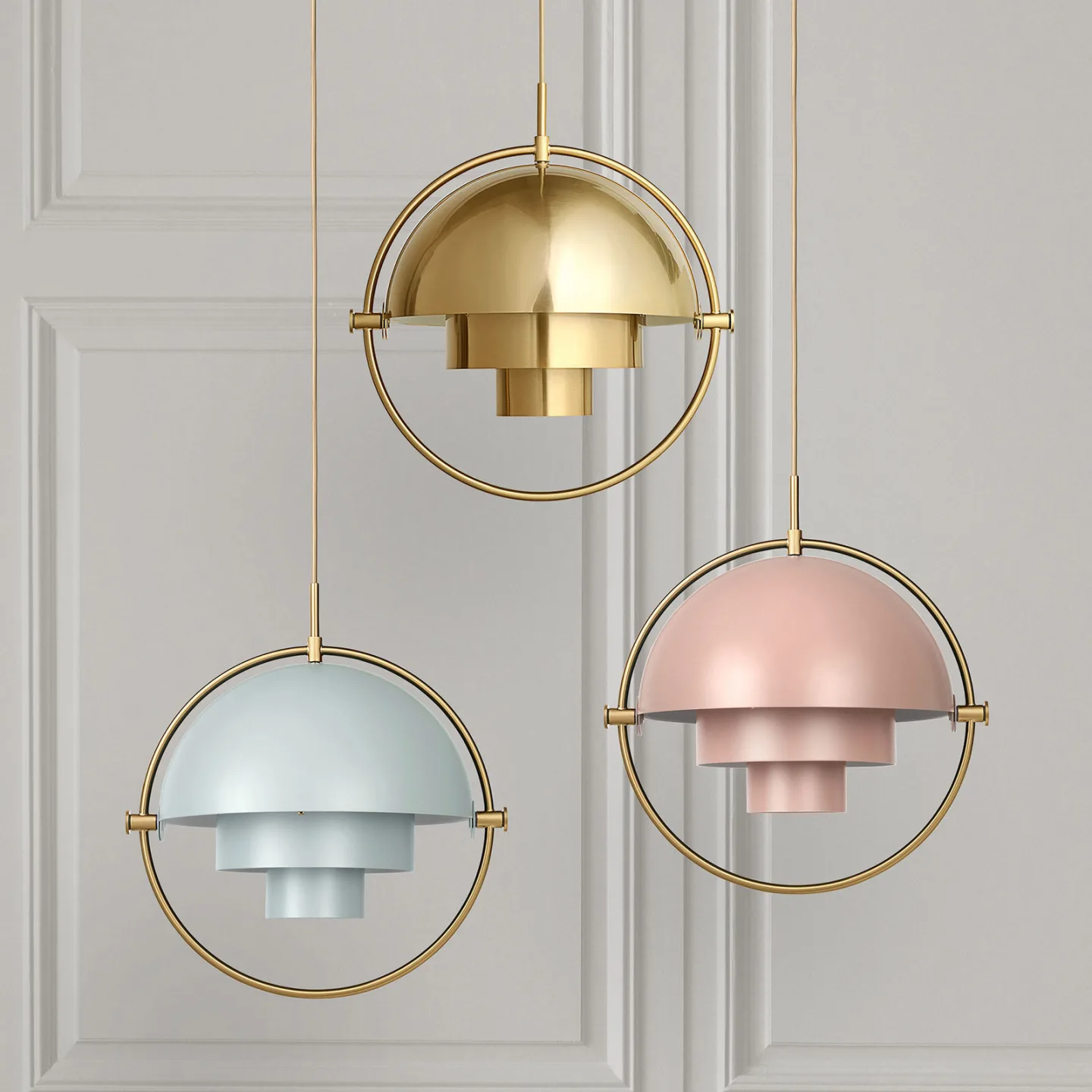 GUBI Multi-Lite Pendelleuchte Messing-pink