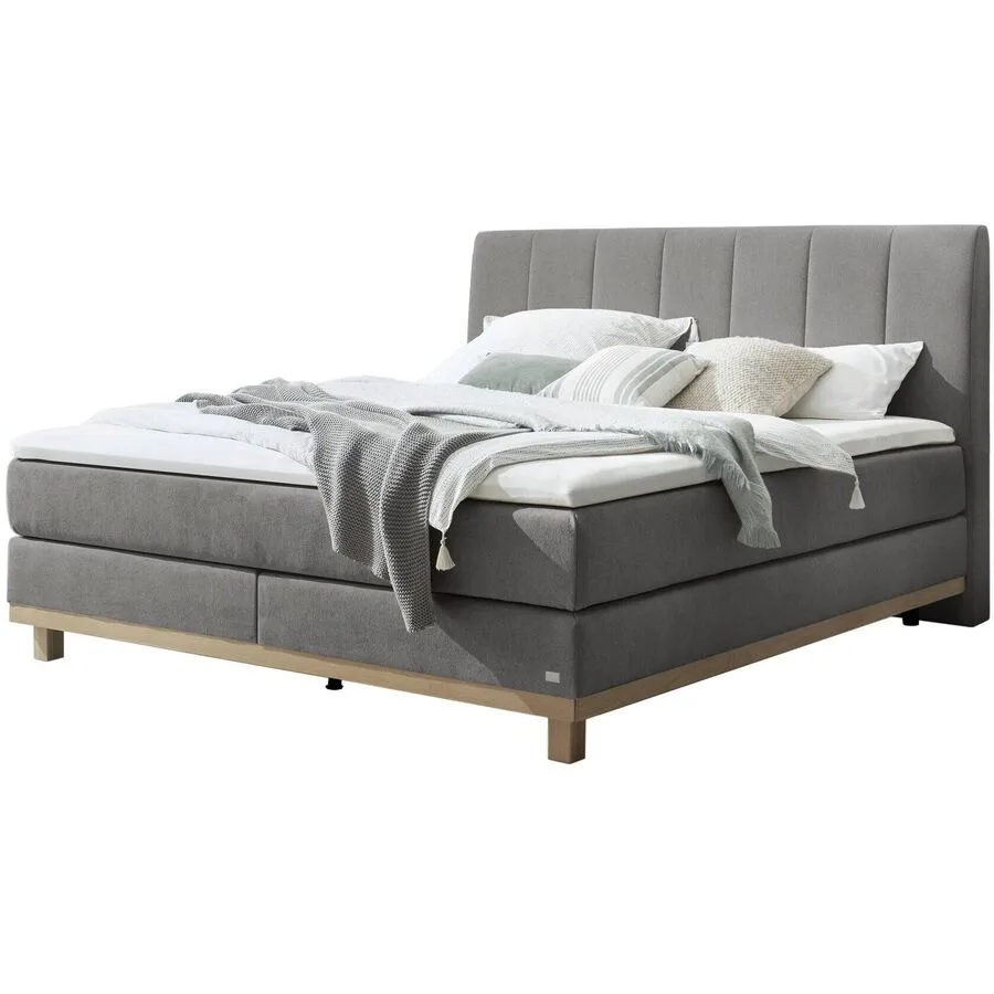 Hasena Boxspringbett Estela grey Stoff 180 x 200 cm