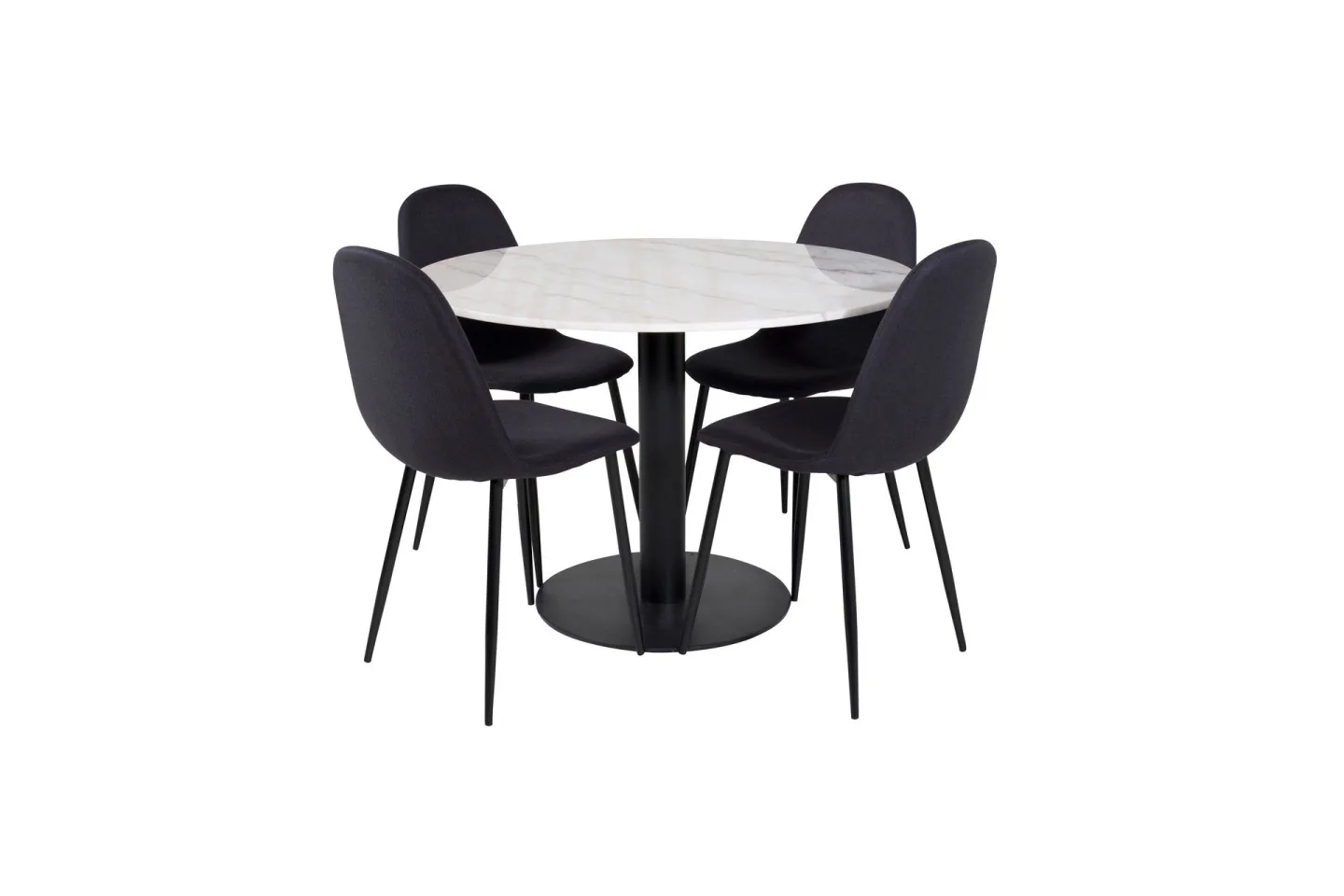 Estelle Matgrupp 106 cm Rund med 4 Polar stolar - Svart