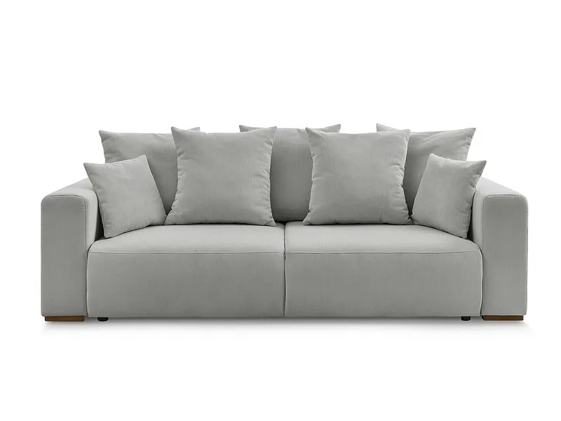 3er Sofa BOBOCHIC SIDONIE Cord-Stoff hellgrau