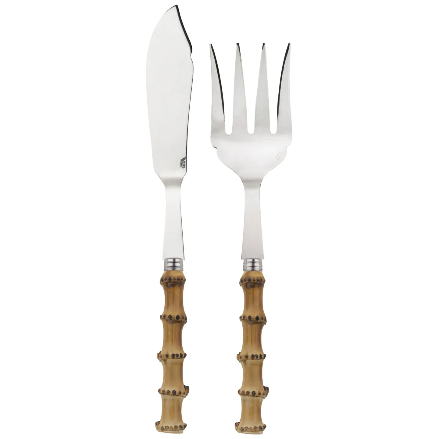 Sabre Paris - Panda Fish Serving Set Bamboo - Serveringsbestick - Pascale Gelb - Metall