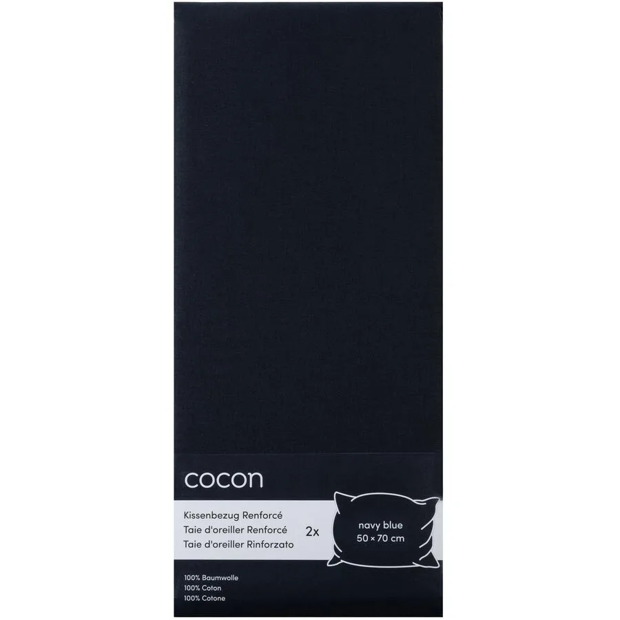 Kissenbezug COCON Marineblau Baumwolle B 50 T 70 cm - Material: Renforcé