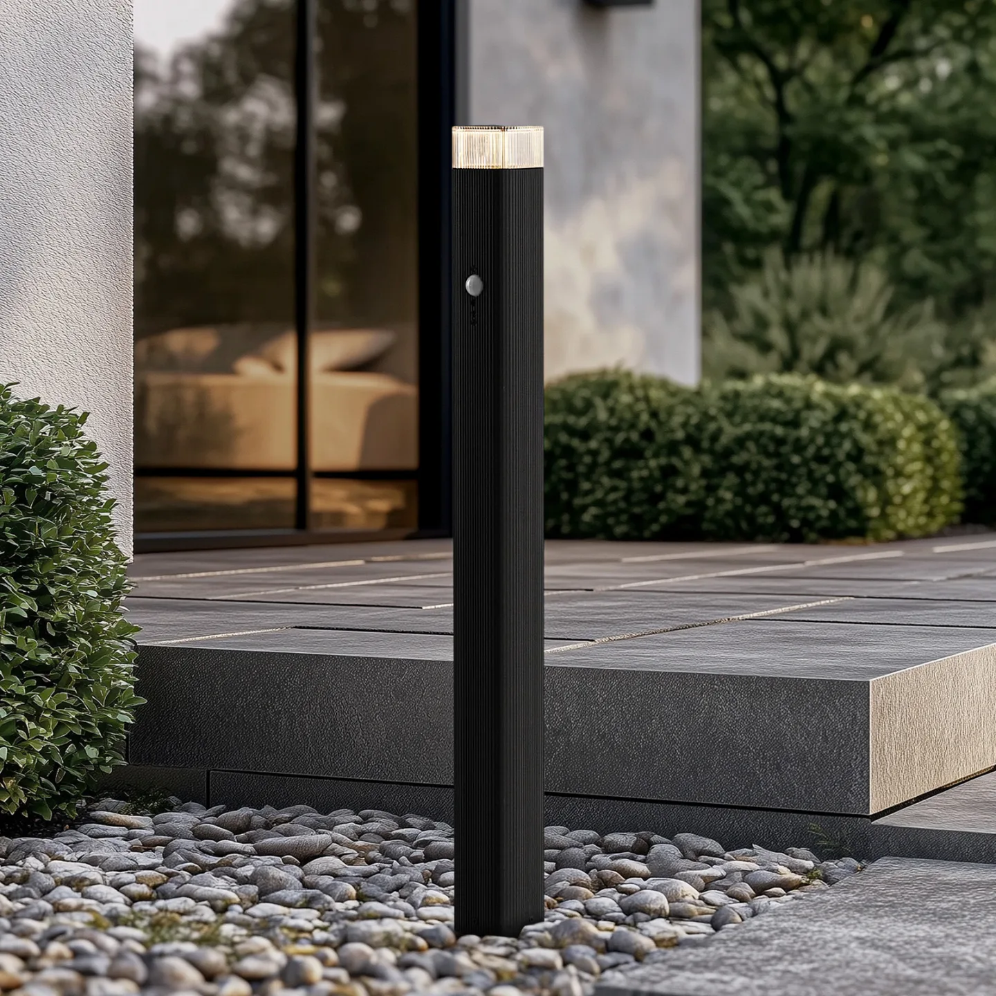Halvar väglampa, svart, 80 cm, GU10, IP65, sensor - Lindby - Terrass - Modern - Metall - Vinklad