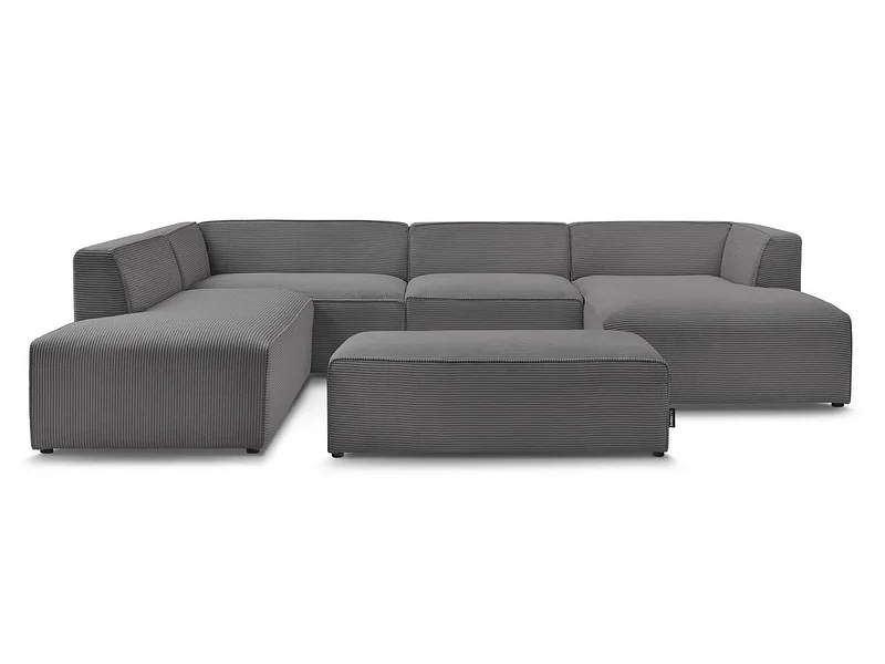 Ecksofa mit Hocker BOBOCHIC MEGEVE Cord-Stoff dunkelgrau
