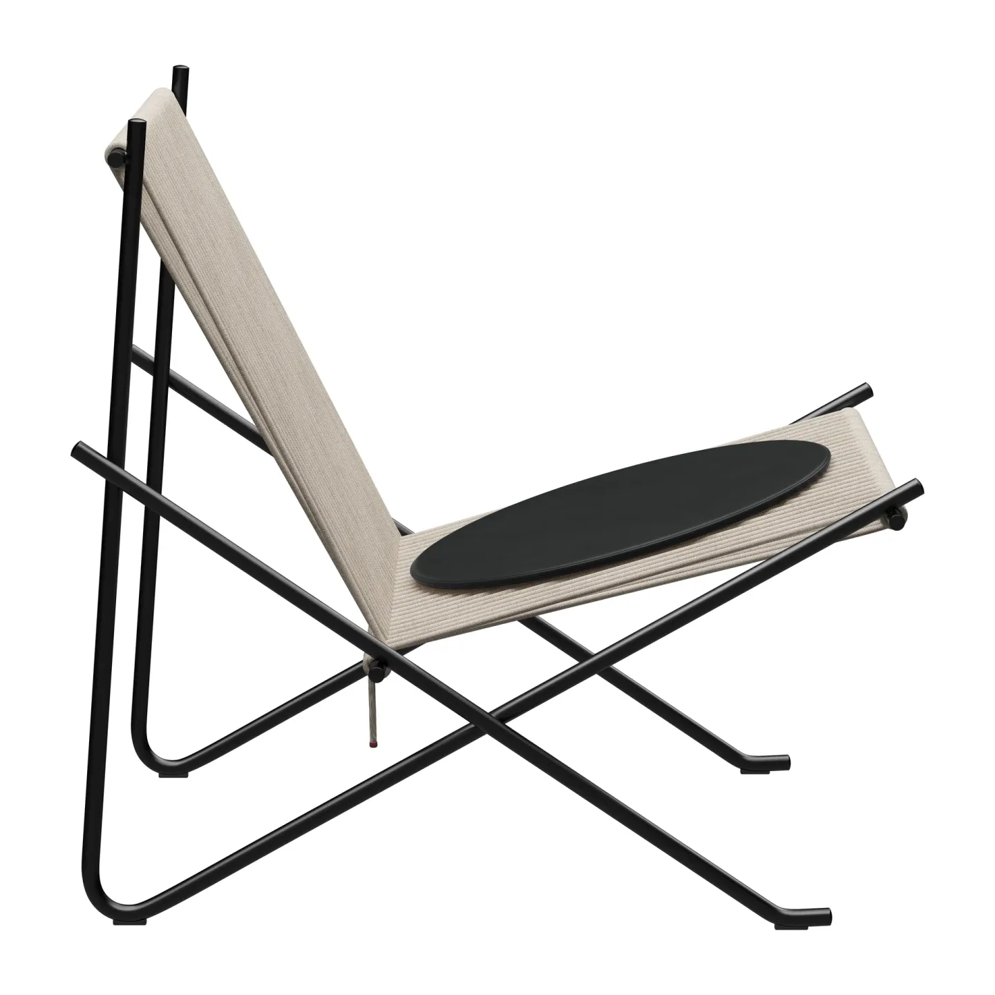Fritz Hansen PK4 loungestol med läderdyna Svart-natur-svart